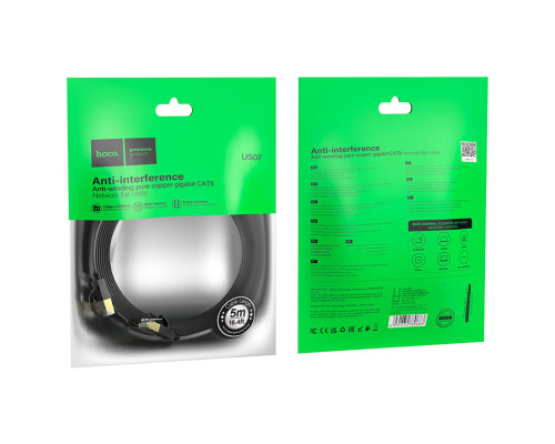 Мережевий кабель HOCO US07 General pure copper flat network cable(L=5M) Black (6931474780706)