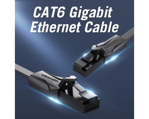 Мережевий кабель Vention Flat Cat.6 UTP Patch Cable 1.5M Black (IBABG)