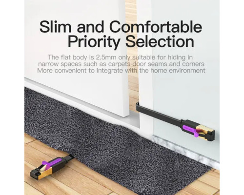 Мережевий кабель Vention Flat Cat.7 Patch Cable 1.5M Black (ICABG)