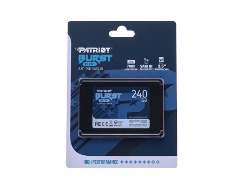 Жорсткий диск 2.5 SSD 240Gb Patriot Burst Elite Series, PBE240GS25SSDR, 3D QLC, SATA-III 6Gb/s, зап/чит. - 320/450мб/с NBB-107504