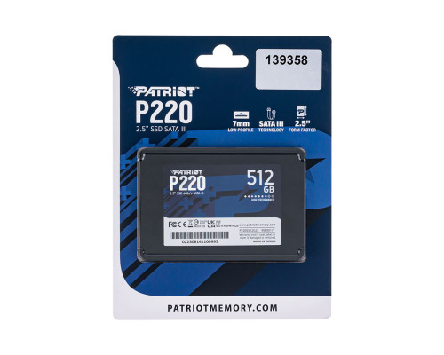 Жорсткий диск 2.5" SSD 512b Patriot P220 Series, P220S512G25 NBB-139358