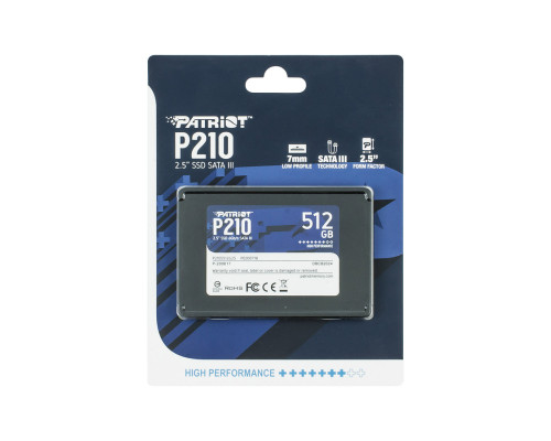 Жорсткий диск 2.5 SSD 512Gb Patriot P210 Series, P210S512G25, TLC 3D, SATA-III 6Gb/s, зап/чит. - 430/520мб/с NBB-95225