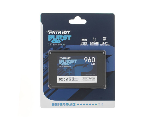 Жорсткий диск 2.5 SSD 960Gb Patriot Burst Elite Series, PBE960GS25SSDR, 3D QLC, SATA-III 6Gb/s, зап/чит. - 320/450мб/с NBB-115696