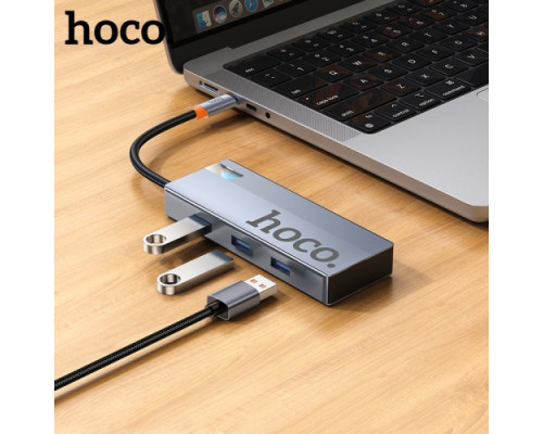 Type-C(PD) HUB HOCO HB50 Wow 5-in-1 multi-function converter(HDTV+PD+USB3.0*3) Grey mag-6942007647298139081