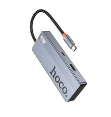 Type-C(PD) HUB HOCO HB50 Wow 5-in-1 multi-function converter(HDTV+PD+USB3.0*3) Grey mag-6942007647298139081