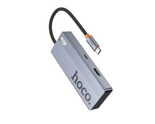 Type-C(PD) HUB HOCO HB50 Wow 5-in-1 multi-function converter(HDTV+PD+USB3.0*3) Grey mag-6942007647298139081