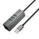 USB HUB HOCO HB1D 4-in-1 converter(USB to USB2.0*3+RJ45) Metal Grey mag-6942007667333153039