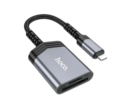 Картрідер HOCO UA25 2-in-1 card reader iP Metal gray mag-6942007608855146153