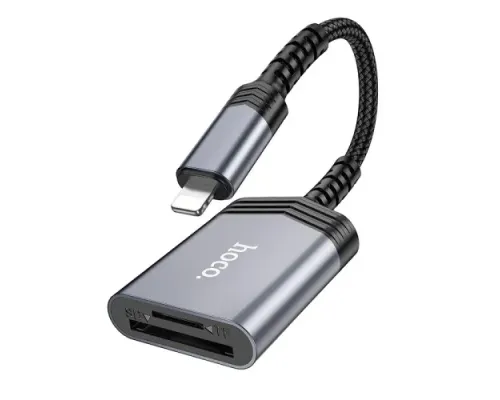 Картрідер HOCO UA25 2-in-1 card reader iP Metal gray mag-6942007608855146153