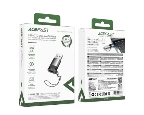 Перехідник ACEFAST J8 Type-C to USB adaptor Metal grey mag-6974316284697153317