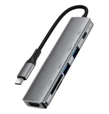 Type-C HUB ACEFAST J18 USB-C 6-in-1 hub docking station Metal grey mag-6974316285939153362