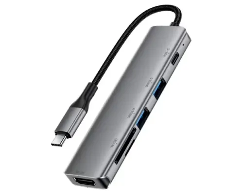 Type-C HUB ACEFAST J18 USB-C 6-in-1 hub docking station Metal grey mag-6974316285939153362