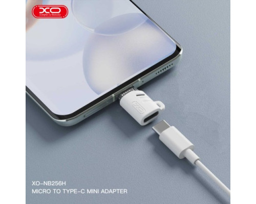 OTG-адаптер XO NB256H Type-c female to Micro male connector (with hanging rope) Білий mag-6920680851928140377