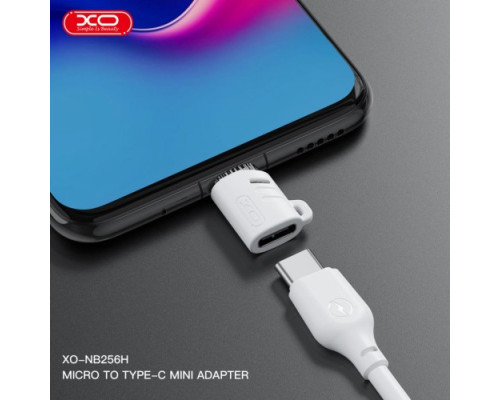 OTG-адаптер XO NB256H Type-c female to Micro male connector (with hanging rope) Білий mag-6920680851928140377