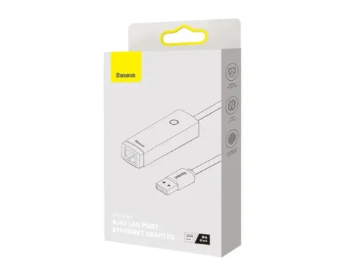 USB Перехідник Baseus Lite Series Ethernet Adapter USB to RJ45 LAN Port (100Mbps) Black WKQX000001 mag-6932172606022147463