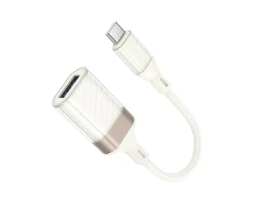Перехідник HOCO UA39A Crystal Type-C male to USB female 3.0 adapter apricot mag-6942007658485145101