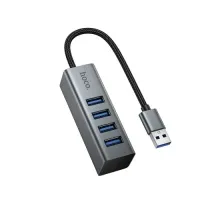 USB HUB HOCO HB1B 4-in-1 converter(USB to USB3.0*4) Metal Grey mag-6942007667319152115