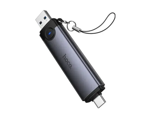 Картрідер HOCO HB56 Victory USB/Type-C 3-in-1 card reader Metal gray mag-6942007675727153866