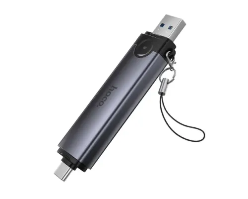 Картрідер HOCO HB56 Victory USB/Type-C 3-in-1 card reader Metal gray mag-6942007675727153866