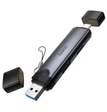 Картрідер HOCO HB56 Victory USB/Type-C 3-in-1 card reader Metal gray mag-6942007675727153866
