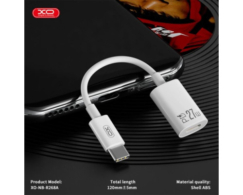 OTG-адаптер XO NB-R268A Type-c to Lightning 27W Charging Cable Model Imitation Original Adapte Білий mag-692068085683160174
