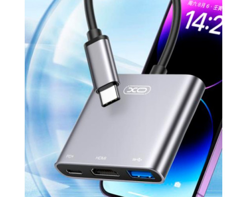 USB-Хаб XO HUB011 3 in 1 TYPE-C Multifunctional Docking Station Матова mag-6920680835744140344