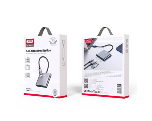 USB-Хаб XO HUB011 3 in 1 TYPE-C Multifunctional Docking Station Матова mag-6920680835744140344