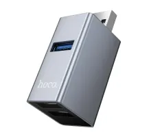 USB HUB HOCO HB54 3-in-1 converter(USB to USB2.0*2+USB3.0) Metal grey mag-6942007674409153728