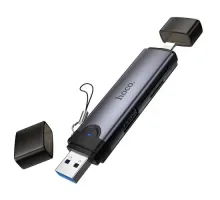 Картрідер HOCO HB56A Victory USB/iP 3-in-1 card reader Metal gray mag-6942007675734153867