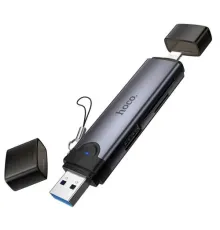 Картрідер HOCO HB56A Victory USB/iP 3-in-1 card reader Metal gray mag-6942007675734153867