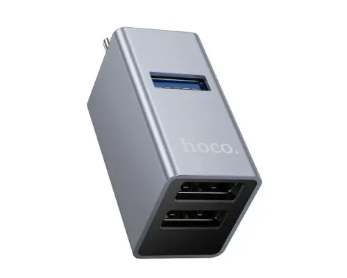 USB HUB HOCO HB54A 3-in-1 converter(Type-C to USB2.0*2+USB3.0) Metal grey mag-6942007680806154073