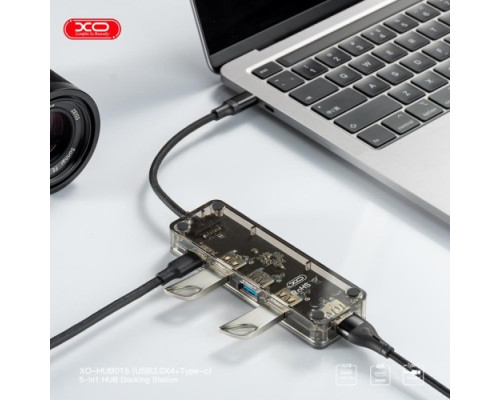 USB-Хаб XO HUB015 5in1 Multifunctional Docking Station Тьмяно-Прозорий mag-6920680844883140358