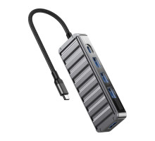 USB-Хаб XO HUB015 5in1 Multifunctional Docking Station Тьмяно-Прозорий mag-6920680844883140358