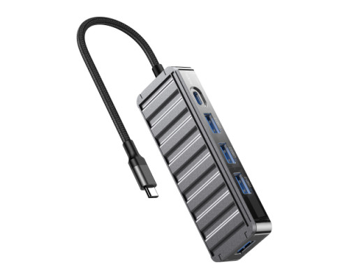 USB-Хаб XO HUB015 5in1 Multifunctional Docking Station Тьмяно-Прозорий mag-6920680844883140358