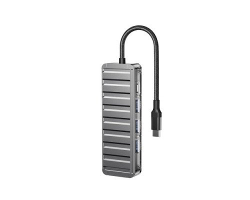 USB-Хаб XO HUB015 5in1 Multifunctional Docking Station Тьмяно-Прозорий mag-6920680844883140358