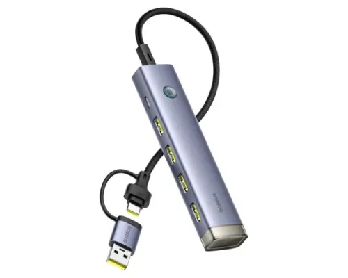 USB/Type-C HUB Baseus UltraJoy 4-Port (USB/Type-C to USB 3.0*3+RJ45*1+Type-C) Grey B0005280B811-14 mag-6932172655839147476
