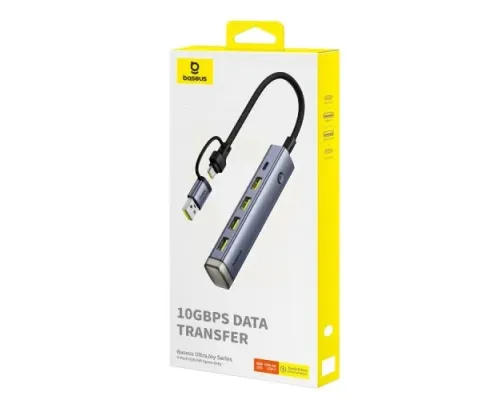 USB/Type-C HUB Baseus UltraJoy 4-Port (USB/Type-C to USB 3.0*3+RJ45*1+Type-C) Grey B0005280B811-14 mag-6932172655839147476