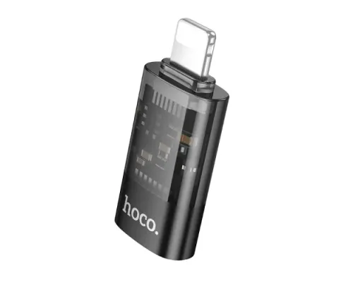 Перехідник Hoco UA36A iP male to C female OTG transparent adapter black mag-6942007647175145288