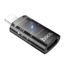 Перехідник Hoco UA36A iP male to C female OTG transparent adapter black mag-6942007647175145288