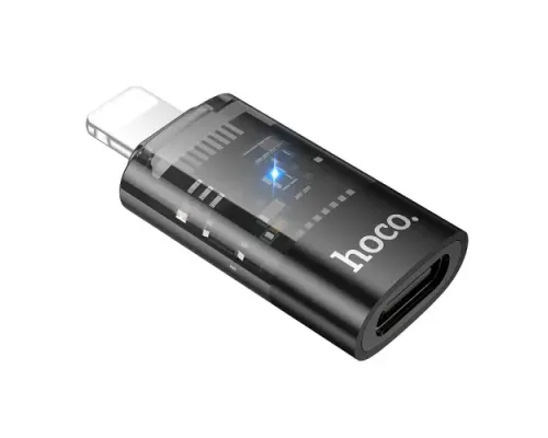 Перехідник Hoco UA36A iP male to C female OTG transparent adapter black mag-6942007647175145288