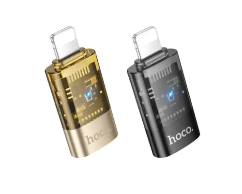 Перехідник Hoco UA36A iP male to C female OTG transparent adapter black mag-6942007647175145288