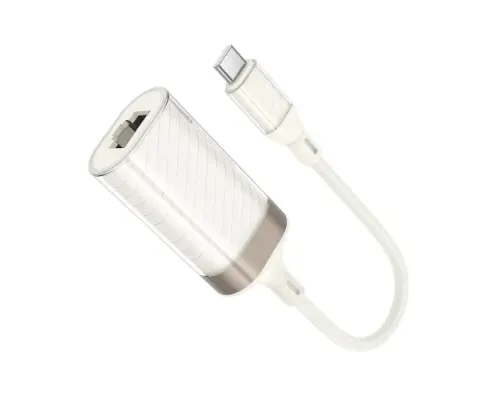 Перехідник HOCO UA41B Crystal Type-C ethernet adapter(100 mbps) apricot mag-6942007658515145103