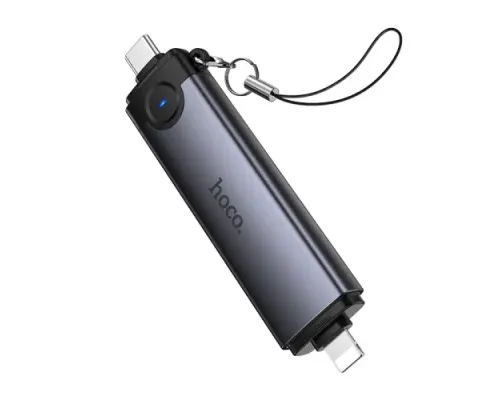 Картрідер HOCO HB56B Victory Type-C/iP 3-in-1 card reader Metal gray mag-6942007675741153868