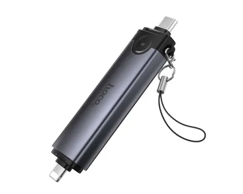 Картрідер HOCO HB56B Victory Type-C/iP 3-in-1 card reader Metal gray mag-6942007675741153868