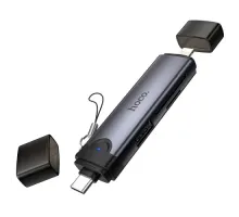 Картрідер HOCO HB56B Victory Type-C/iP 3-in-1 card reader Metal gray mag-6942007675741153868