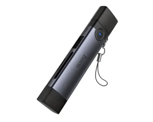 Картрідер HOCO HB56B Victory Type-C/iP 3-in-1 card reader Metal gray mag-6942007675741153868