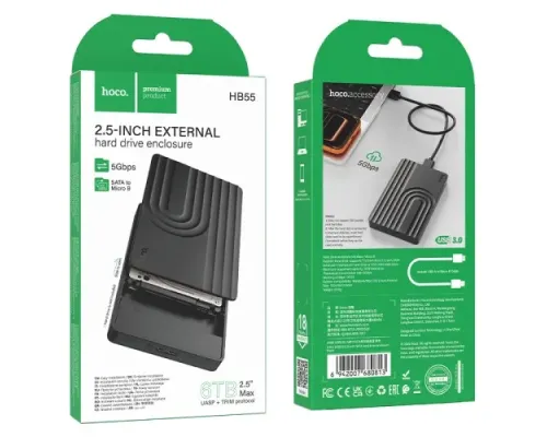 Корпус для SSD диска HOCO HB55 USB3.0 2.5-inch SATA hard drive enclosure Black mag-6942007680813154074