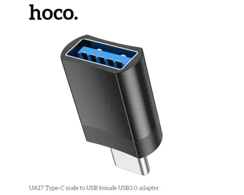 Перехідник HOCO UA17 Type-C male to USB female USB3.0 adapter Black mag-6931474762016146145