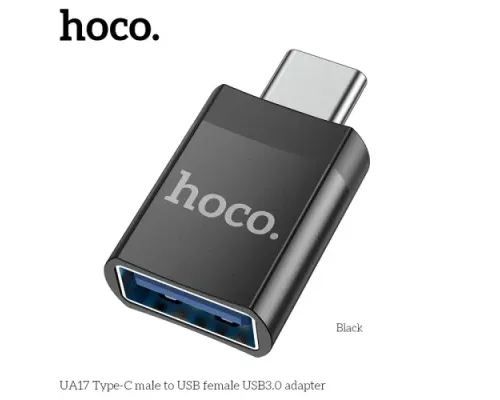 Перехідник HOCO UA17 Type-C male to USB female USB3.0 adapter Black mag-6931474762016146145