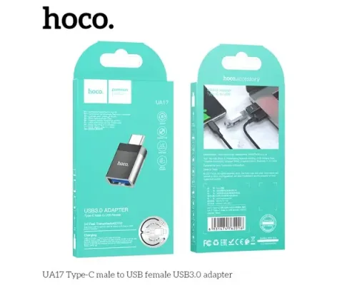 Перехідник HOCO UA17 Type-C male to USB female USB3.0 adapter Black mag-6931474762016146145